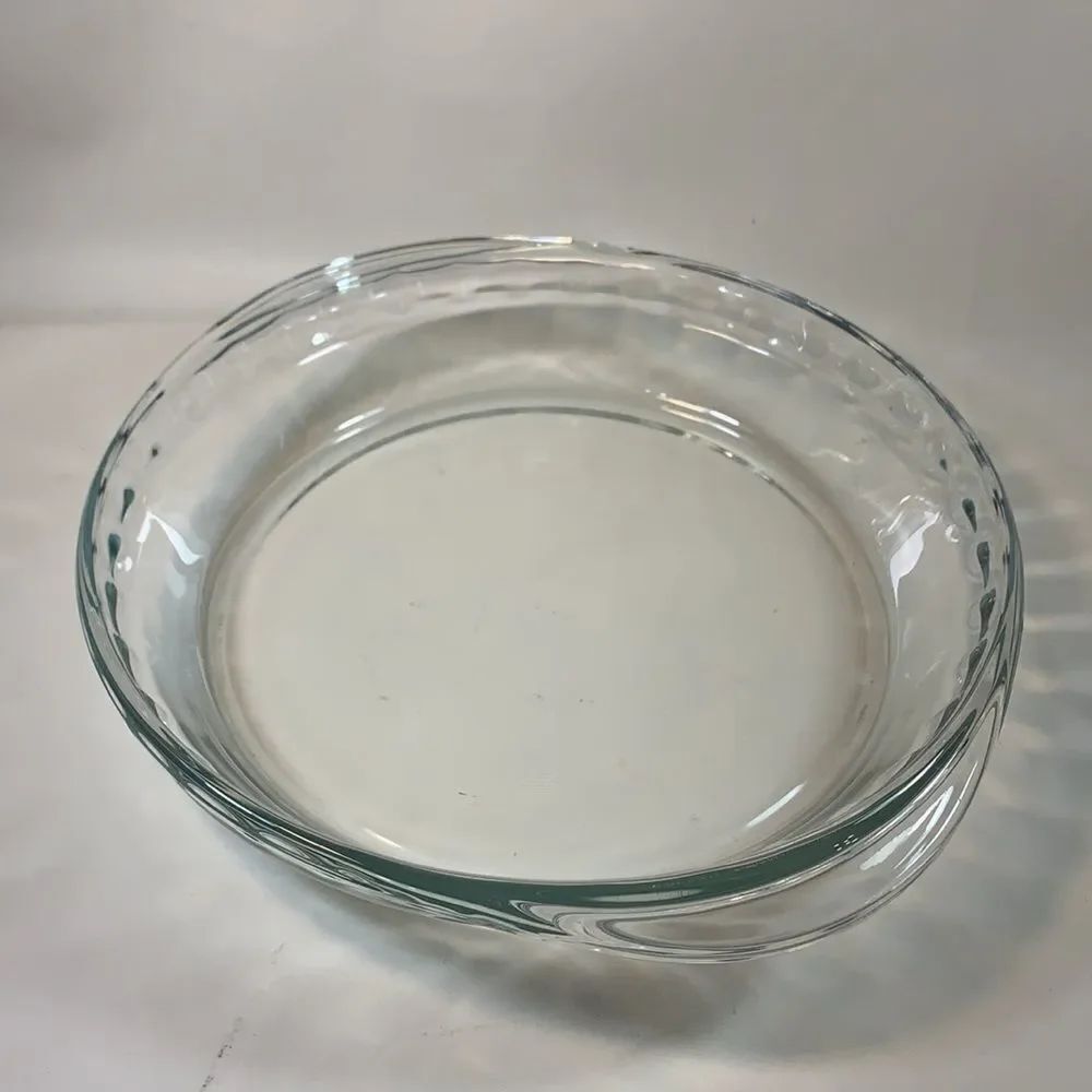 9 1/2 Inches Glass Pie Plate Fluted 2 Handles Mexico Heavy Durable Baking Home - Picture 4 of 7